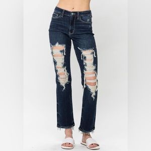 Judy Blue Midrise Destroyed Denim